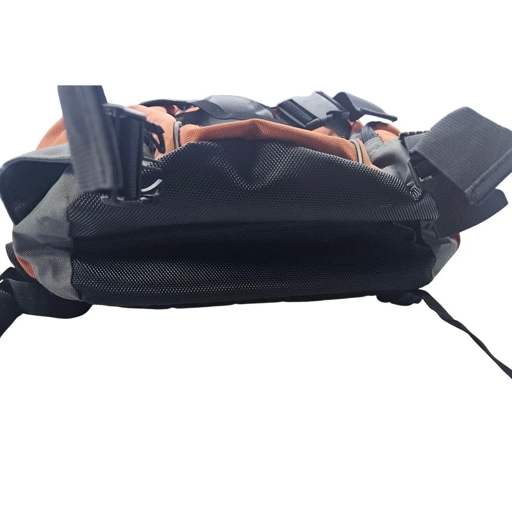 Ful Backpack Orange Grey Multi Pocket Padded Tech Bag Gorpcore Rugged Canvas